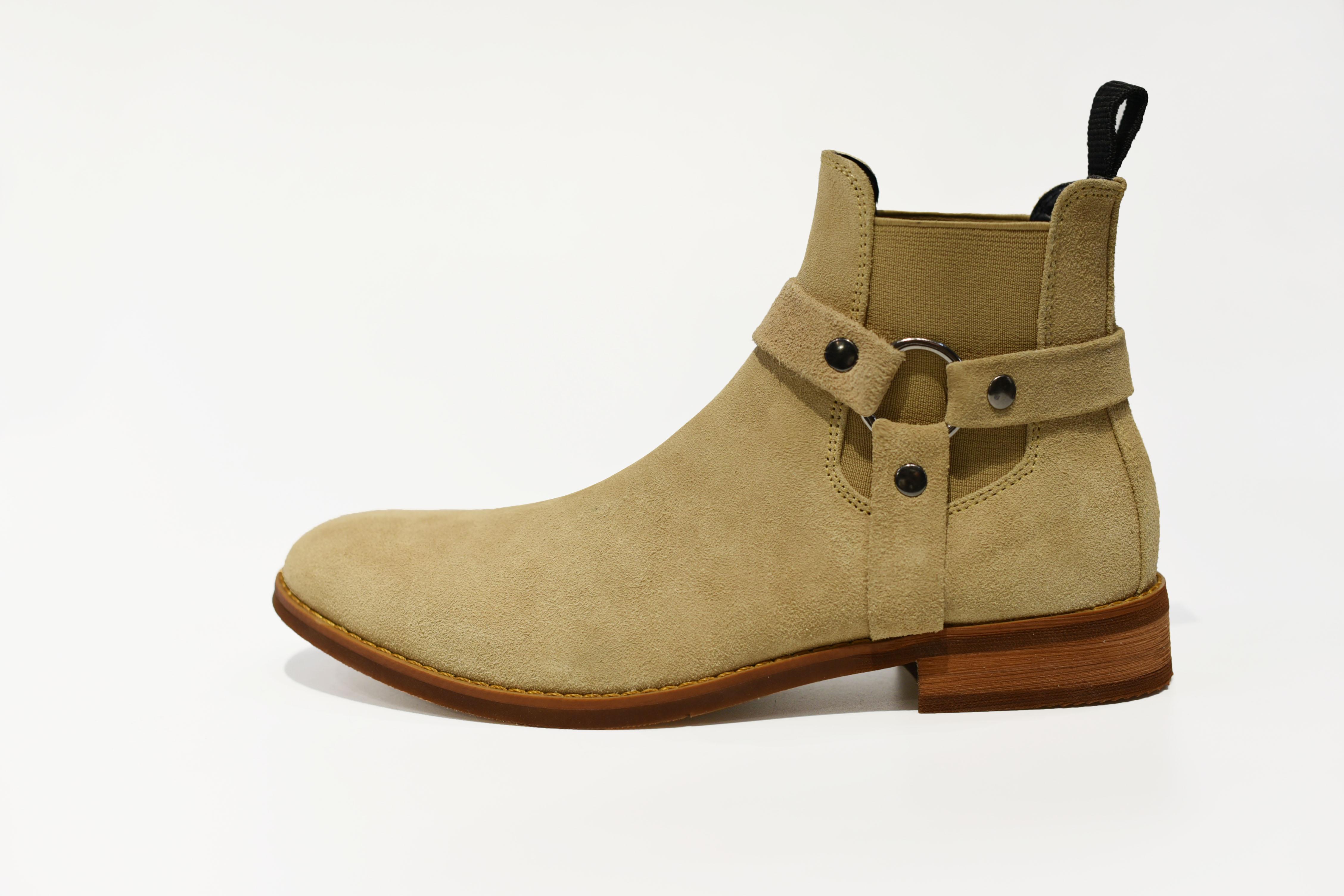 [TATHANIUM Footwear] Giày Chelsea Harness boot màu bò lợt da lộn