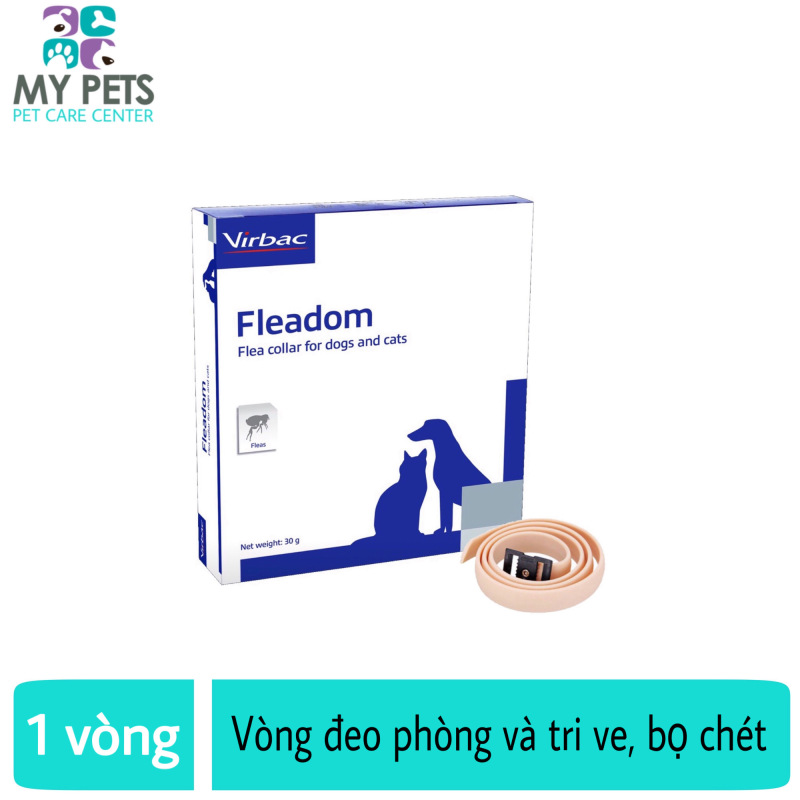 Vòng đeo phòng và xử lý ve, bọ chét cho chó mèo - Virbac Fleadom