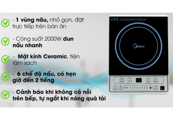 Bếp từ MIDEA MI-B2015DE 2000W ( tặng kèm nồi )