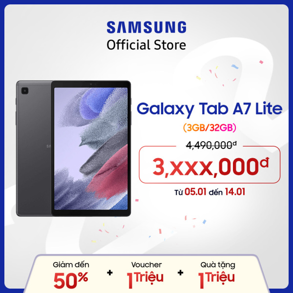 [SALE TO 12-14.12]  Máy tính bảng Samsung Galaxy Tab A7 Lite (3GB/32GB) - Hàng chính hãng - Bảo hành 12 tháng - Trả góp 0% - + Tặng bao da