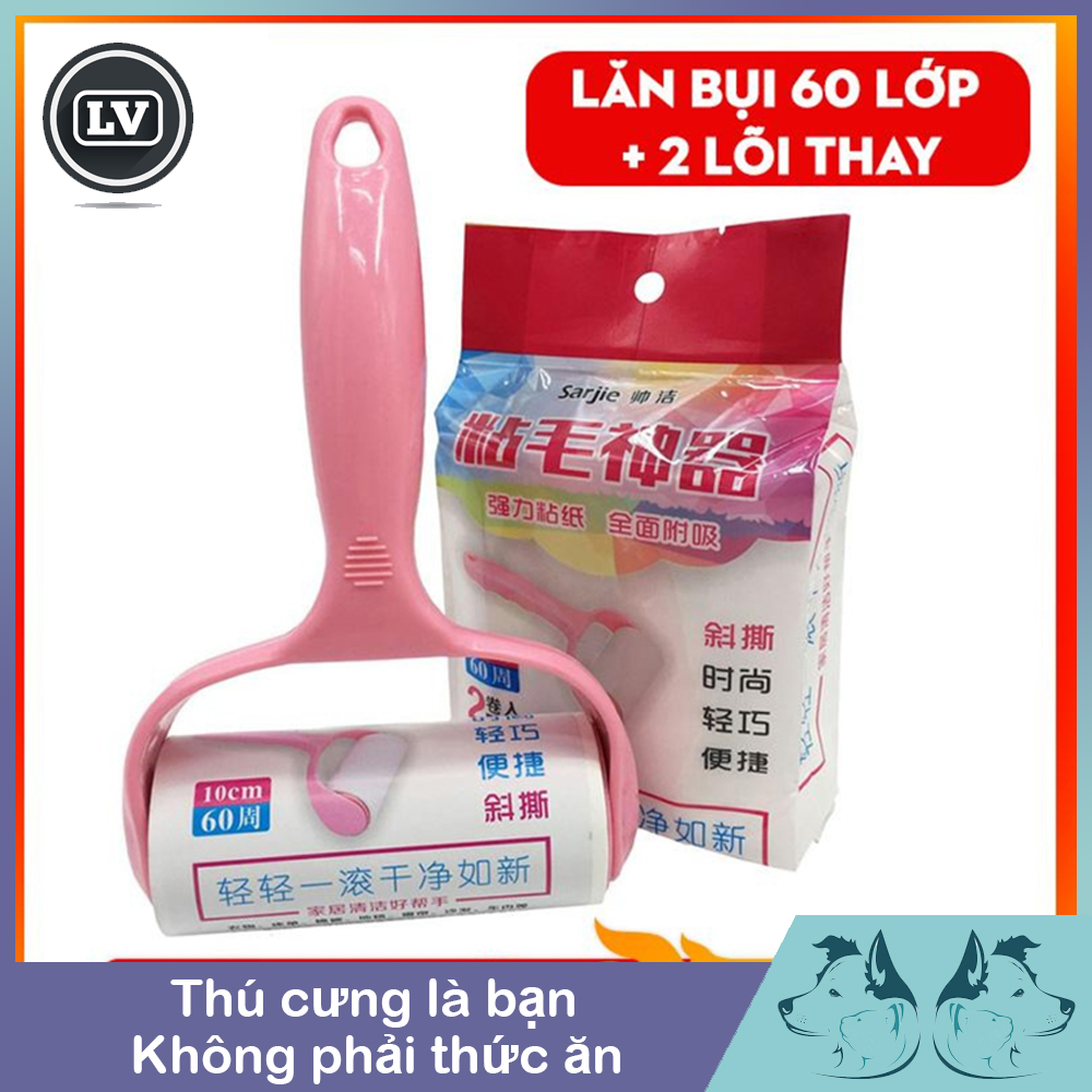 Dụng cụ lăn bụi, lăn lông chó mèo cao cấp 60 lớp và 2 lõi thay thế