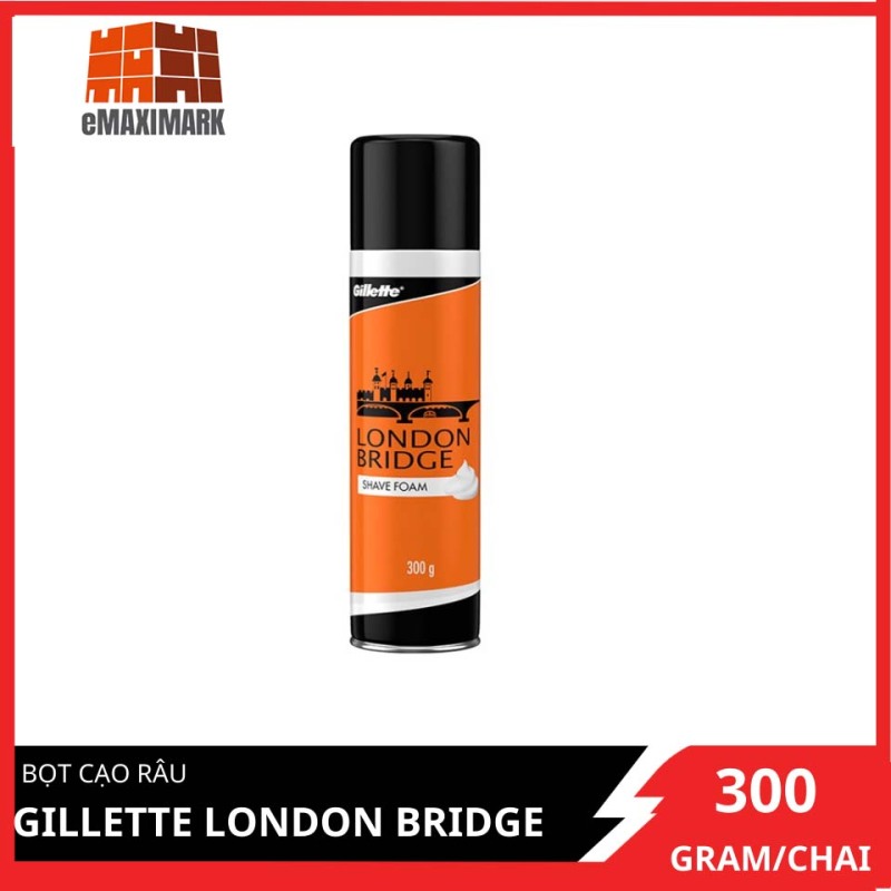 Bọt cạo râu Gillette London Bridge (Cam) dành cho Barbershop 300g