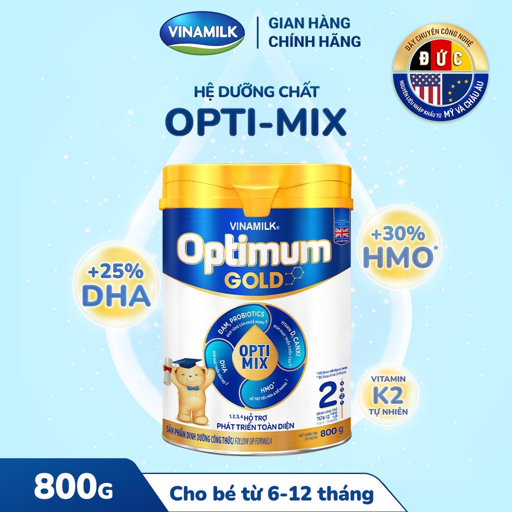 Sữa Bột Vinamilk Optimum Gold 2 Lon 800g (cho bé 6-12 tháng tuổi) - HSD luôn mới