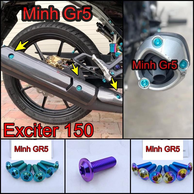 Ốc titan gr5 ốp pô, chụp đuôi bô exciter 150