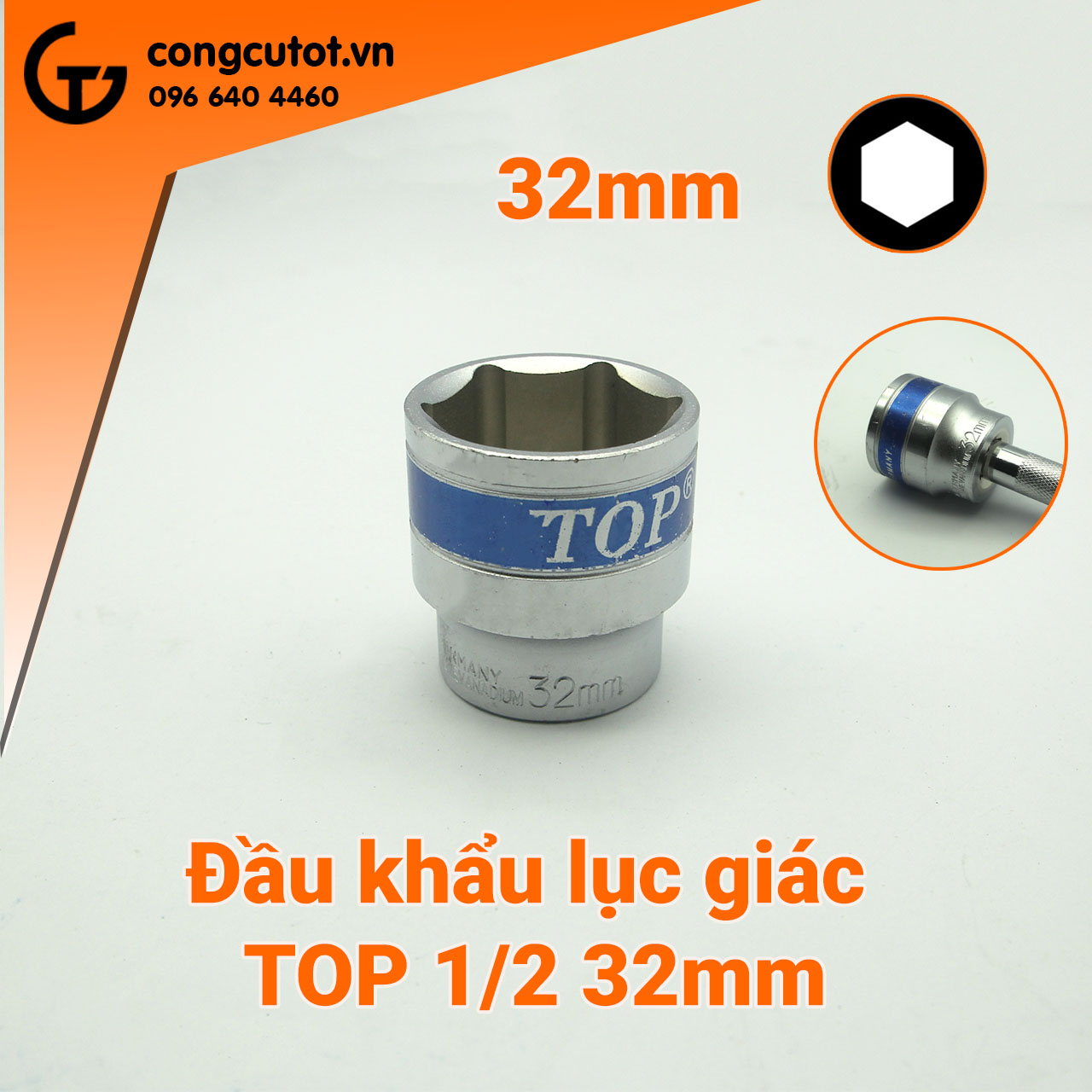 Đầu tuýp lục giác ngắn 1/2 TOP các cỡ