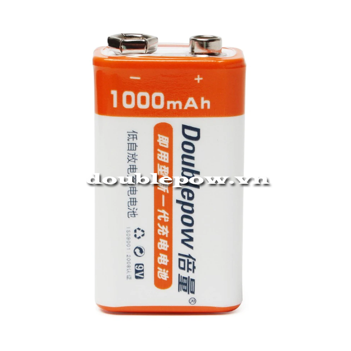 Pin sạc 9V-6F22 Doublepow 1000mAh dung lượng thật