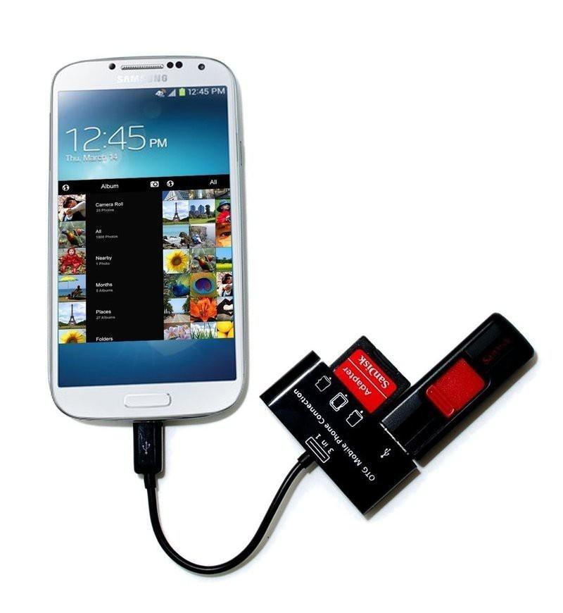 Đầu đọc thẻ Android + Hub OTG 3 trong 1