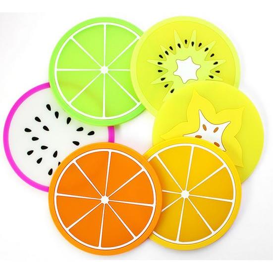 Combo 4 Miếng Lót Ly Chén Cốc Silicon Hình Trái Cây Độc Đáo