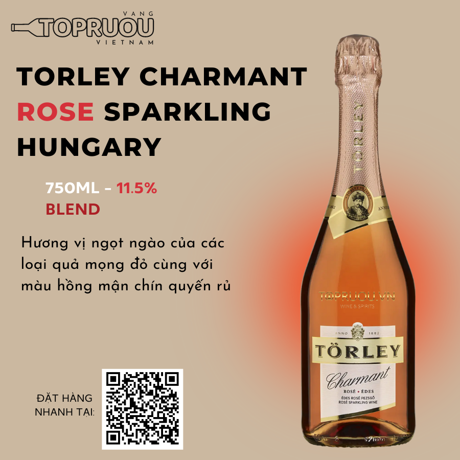 [TopRuouVietNam] Rượu Vang Nổ Torley Charmant Rose Sparkling 750ml [Hàng Thật]