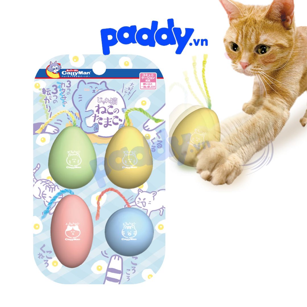 Đồ chơi mèo set 4 trứng nhựa cattyman