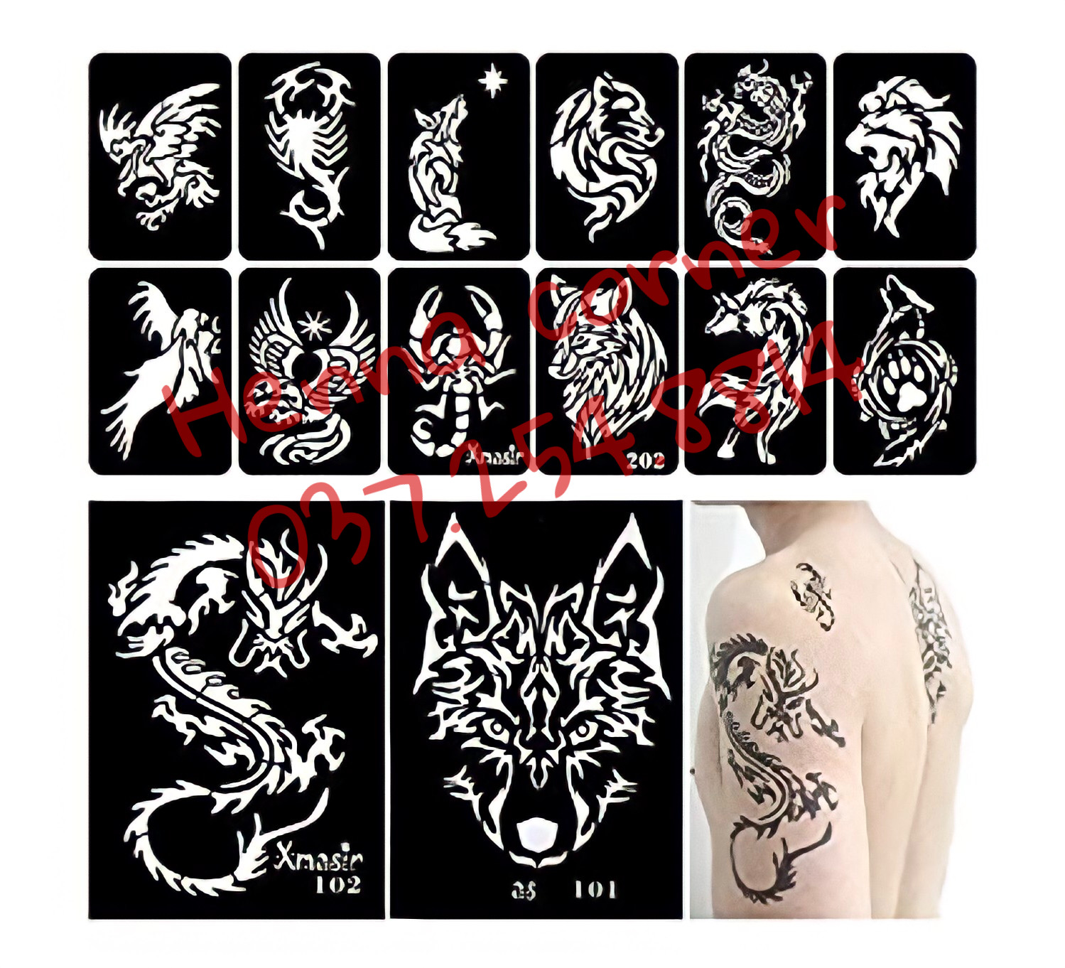 [HCM]Khuôn Xăm Tattoo HỔ BÁO CÁO CHỒN tấm A4 (Không kèm mực xăm)