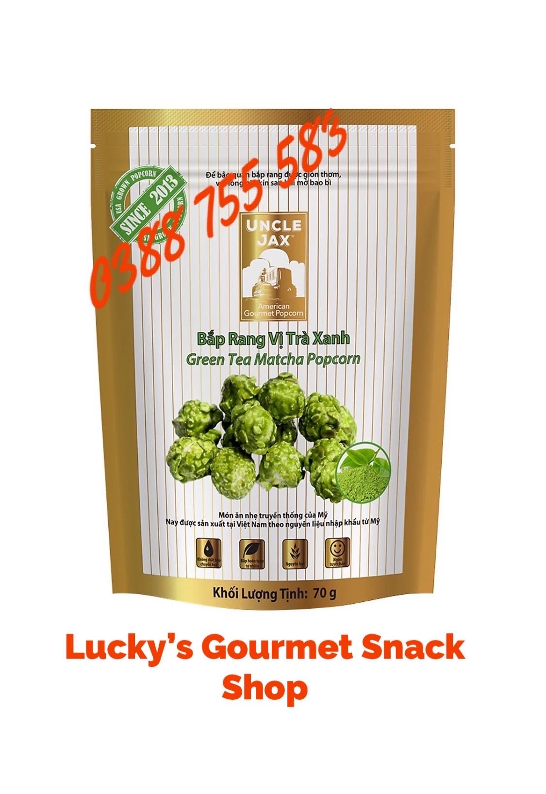 Bắp rang Uncle Jax vị: Trà Xanh (70g)