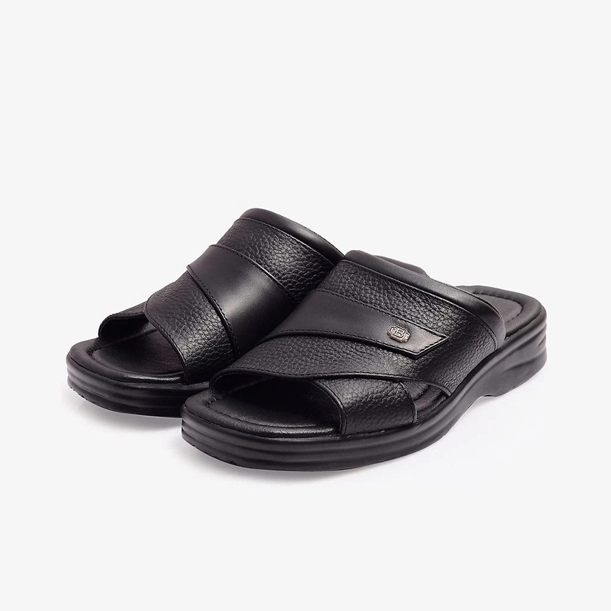 [Hoàn Xu] DÉP DA QUAI NGANG NAM BITI'S ĐẾ PU CAO CẤP SD102 SD1020000 (ĐEN + NÂU) - BITIS