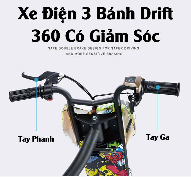 Xe điện 3 bánh trẻ em - Drift Scooter 36V (Tay Ga Có Giảm Sóc)