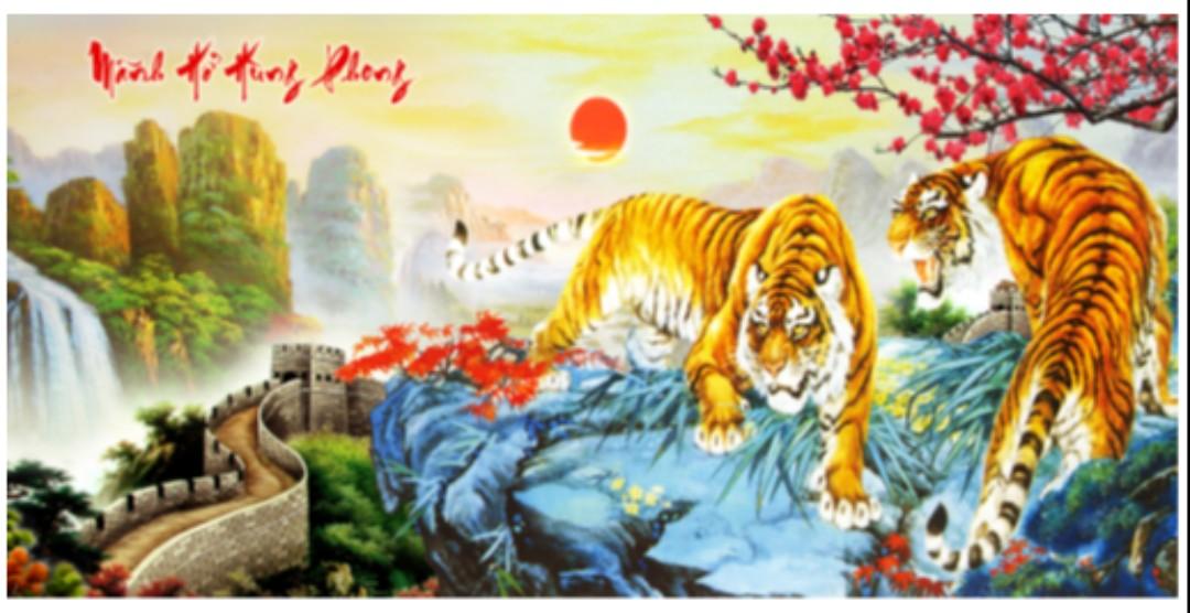 Tranh Đá Mãnh Hổ Hùng Phong KT 125*60cm