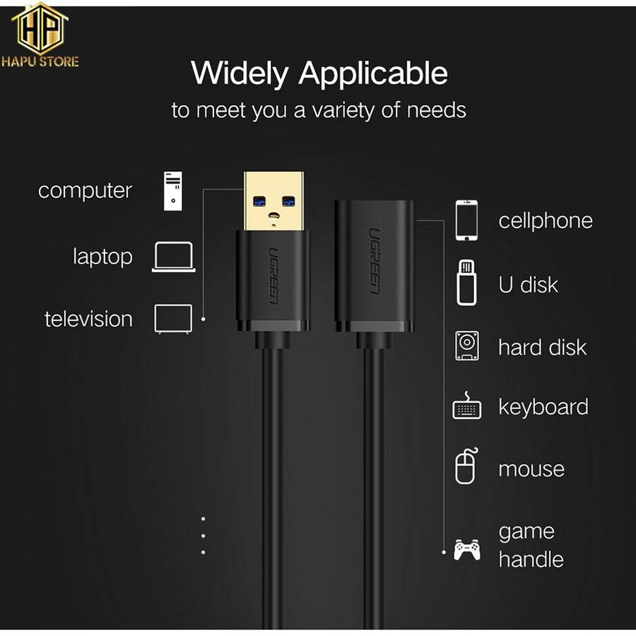 Cáp nối dài USB 3.0 Ugreen 30127 dài 3m chính hãng - Hapustore