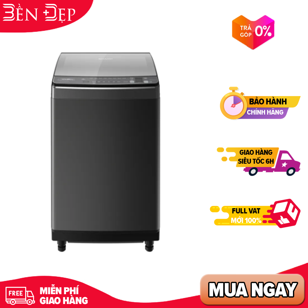 [TRẢ GÓP 0%] Máy giặt Sharp Inverter 10.5 kg ES-X105HV-S (Giá áp dụng giao tại HN, HCM& các tỉnh liên hệ shop)
