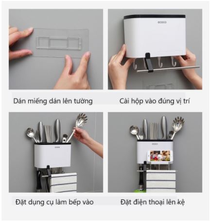 Kệ Đựng Dao, Đũa, Đồ Dùng Nhà Bếp Dán Tường Đa Năng ECOCO