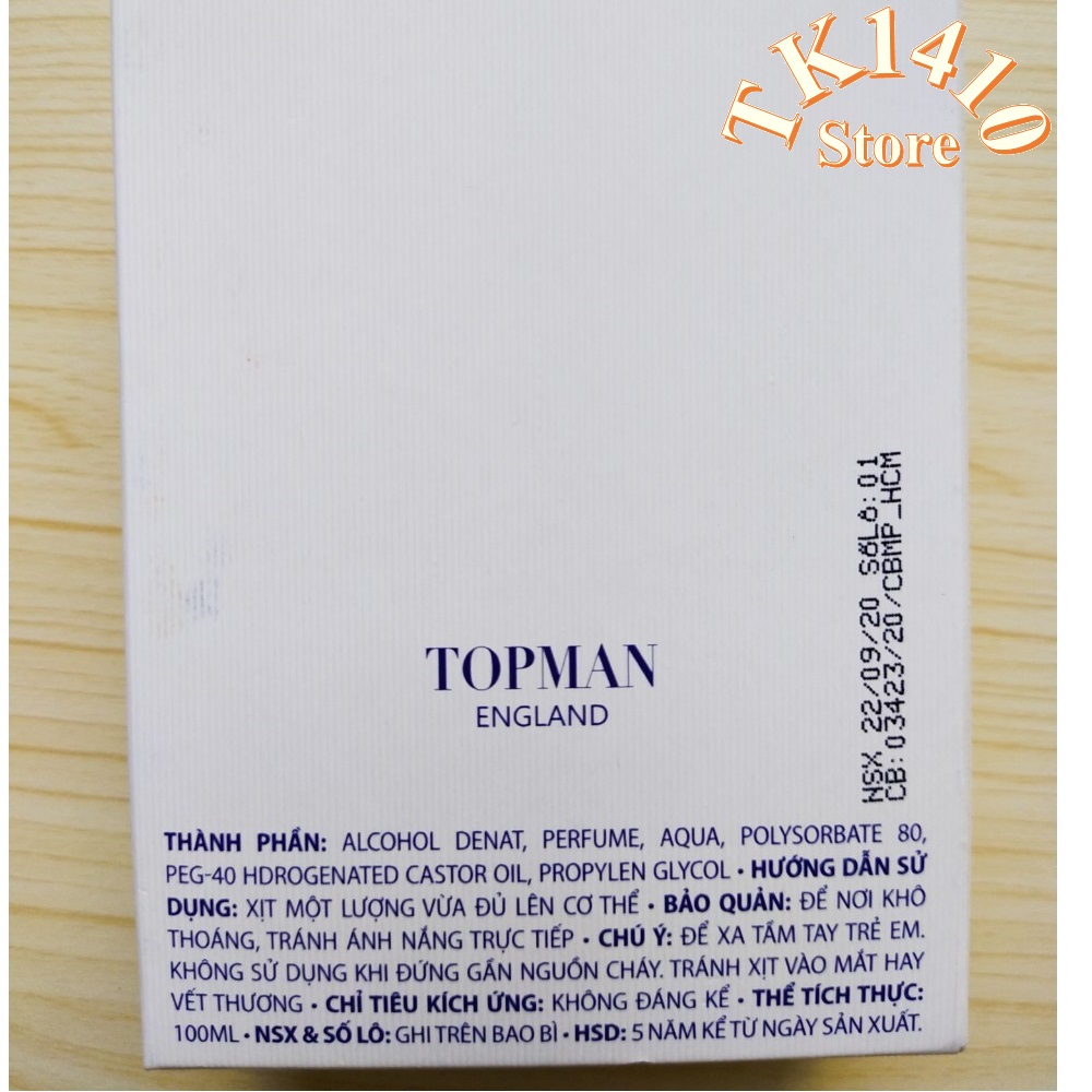 [HCM]Nước hoa Topman England 100 ml