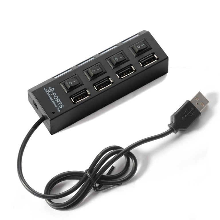 HUB Chia USB 4 Cổng - Có Công Tắc Và Có Đèn Led