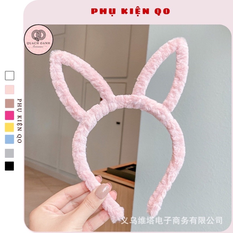 Cài Tóc Tai Thỏ Lông Nhung Mềm Mại