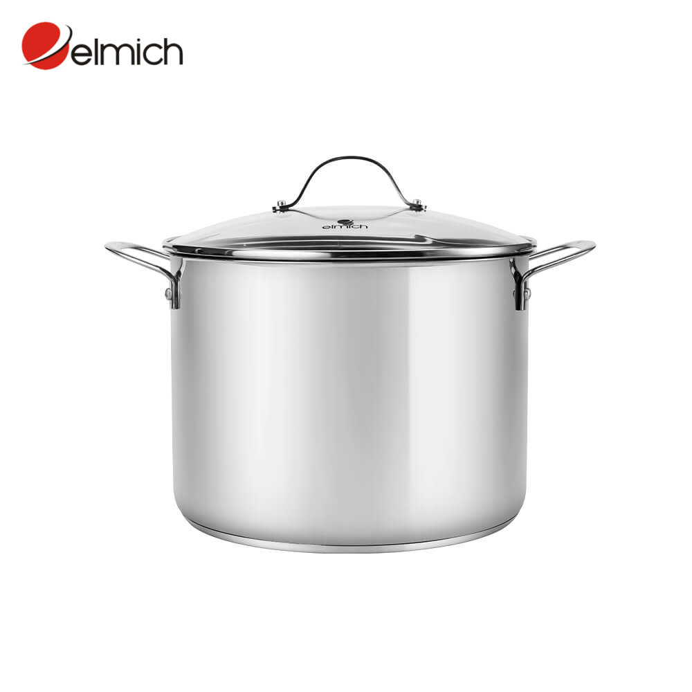 Nồi luộc gà 5 đáy inox 304 elmich el-2525in30 size 30cm thành cao 24cm dung tích 16l, bảo hành 24 tháng