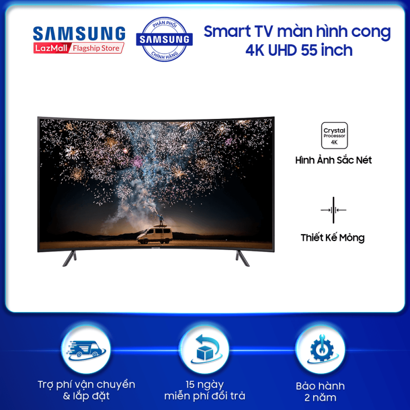 Smart TV Samsung màn hình cong 4K UHD 55 inch RU7300, giải trí đỉnh cao, độ phân giải sắc nét, tiện ích kết nối thông minh.