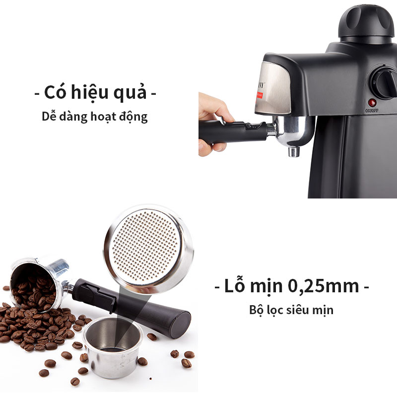 Máy Pha Cà Phê Mini 800ml Bình Pha Cà Phê 4 cups Máy Pha Cà Phê Espresso 3.5 bar Electric Coffee Machine