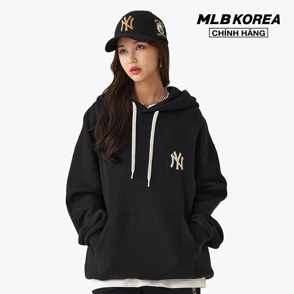 MLB  Áo hoodie tay ngắn phối mũ trùm Mega Logo