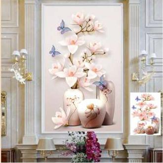 Tranh đính đá Bình hoa Kích thước 50*70cm