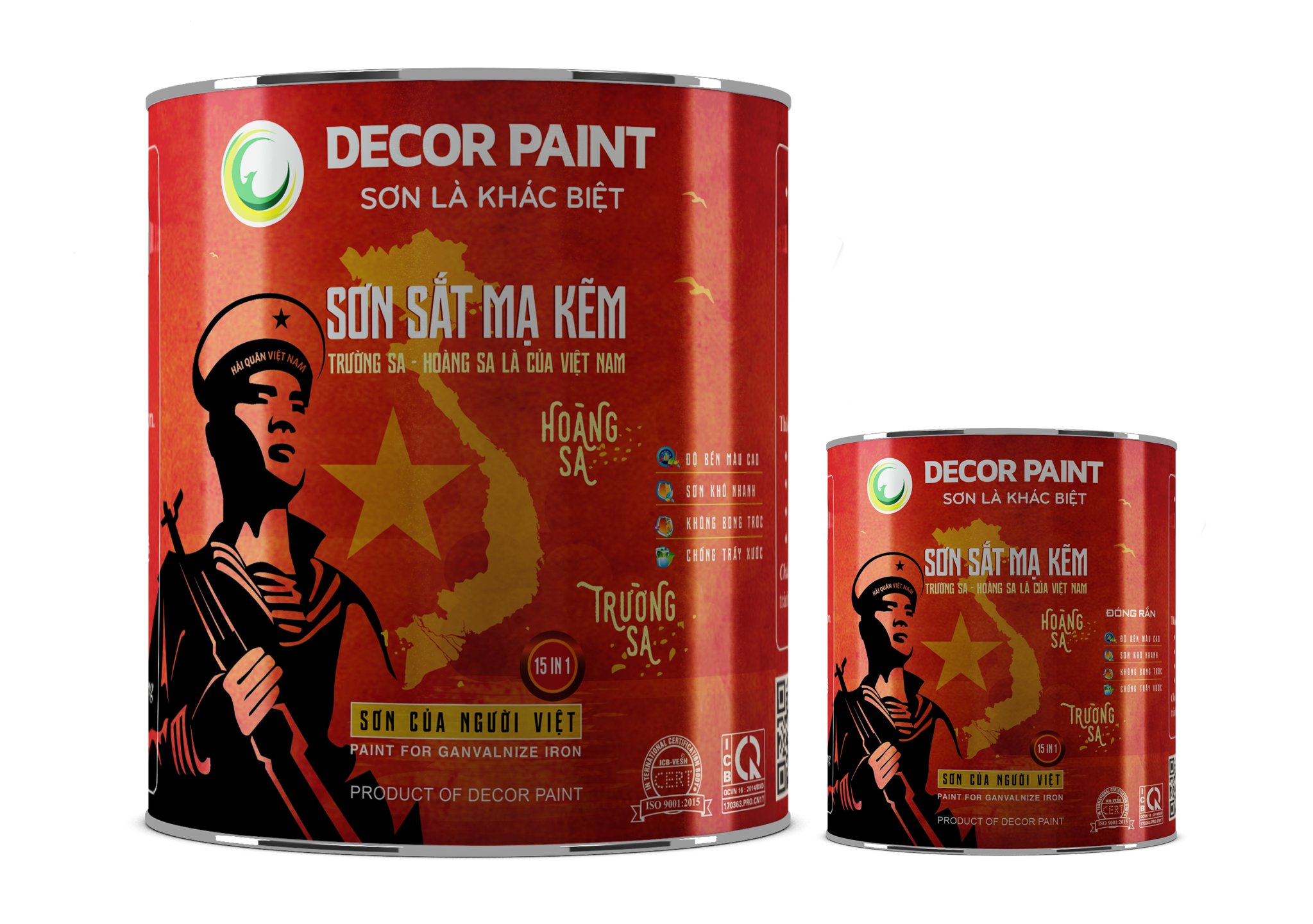 Sơn sắt mạ kẽm Decor Paint màu đỏ tươi độ bám cực đỉnh loại 1.0kg