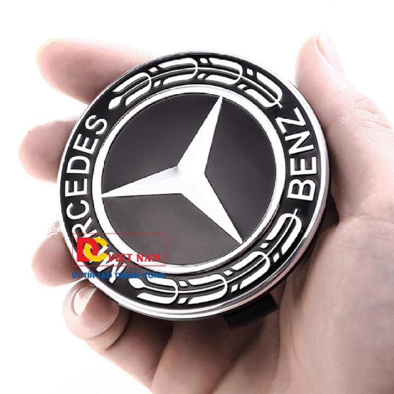 1 chiếc logo chụp mâm bánh xe ô tô, xe hơi nhãn hiệu Merce.des đường kính 75MM ( Màu đen)