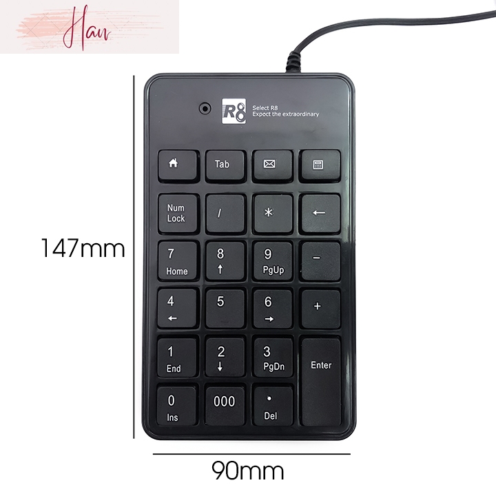 Phukienhanhan Bàn Phím Số Numeric R8 Model 1810 Gồm 23 Phím Lệnh Tương Thích Windows Mac Linux Chiều Dài Dây 100cm