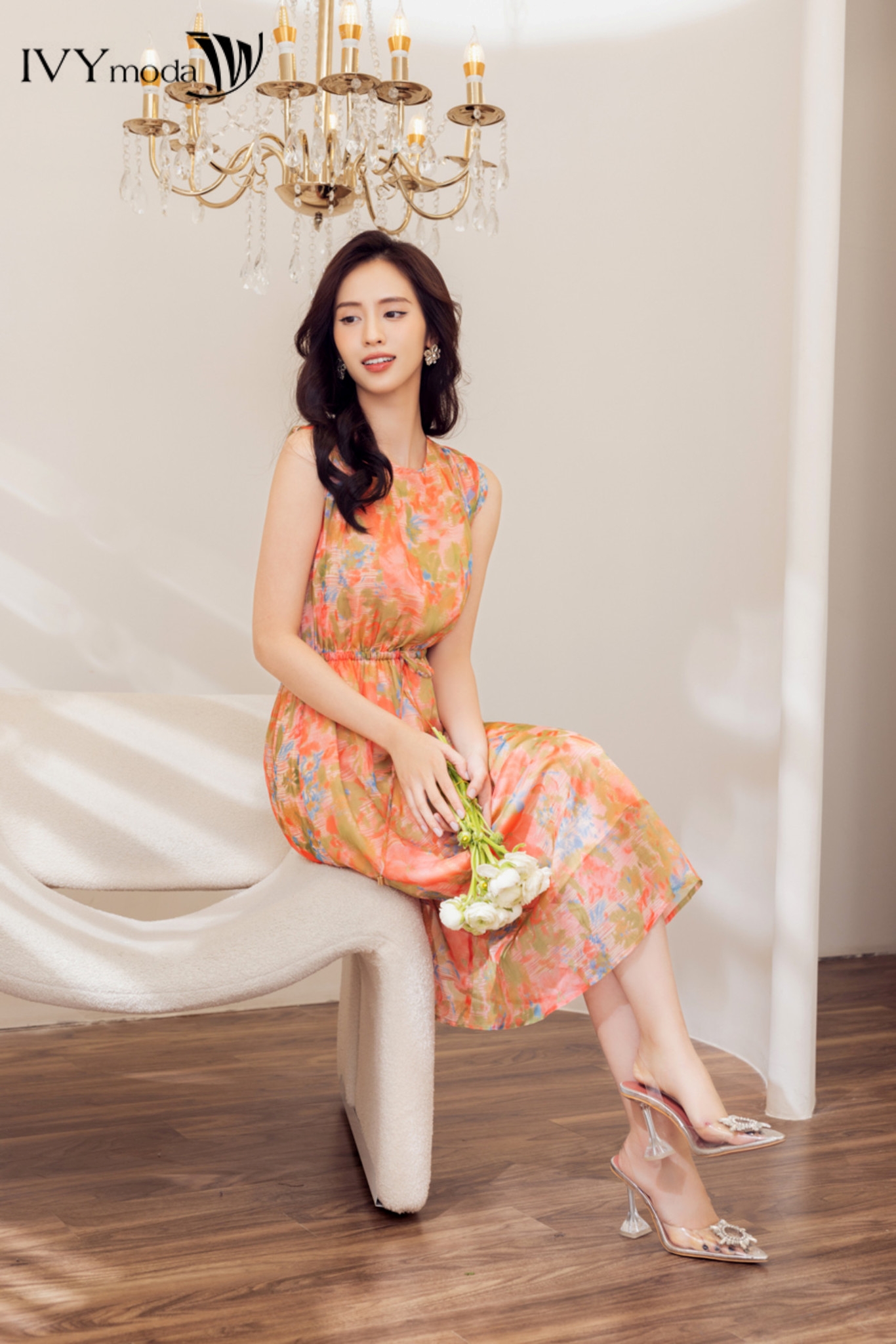 [TẶNG ÁO 2 DÂY] Đầm xòe thắt dây eo IVY moda MS 41M7404