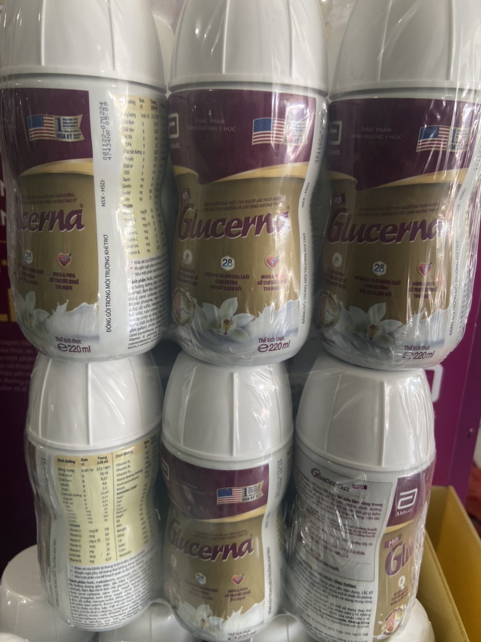 Lốc 6 chai sữa nước Abbott Glucerna 220ml HSD mới