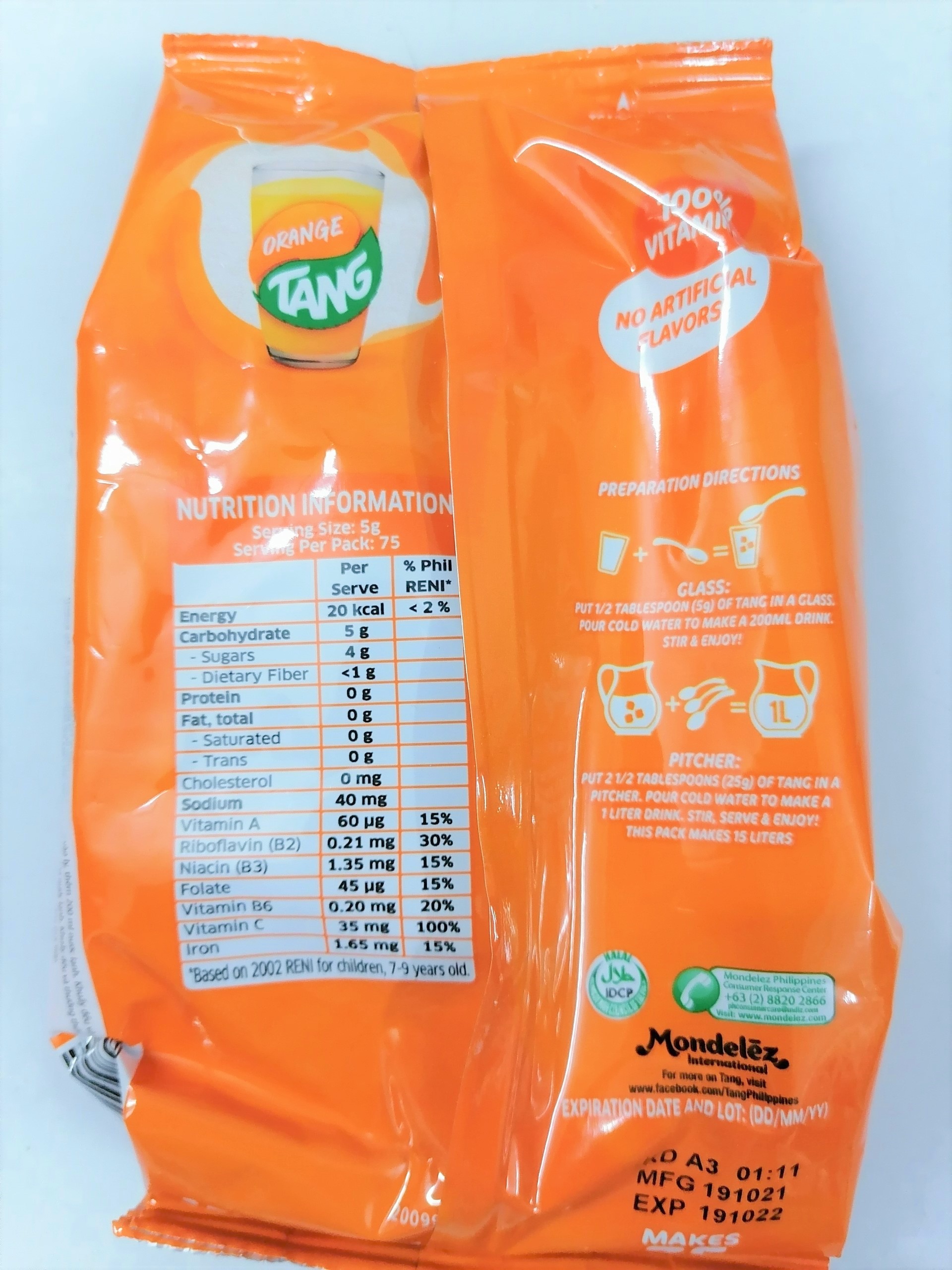 [Gói 375g] BỘT CAM (PHA THỨC UỐNG) [Thailand] TANG Mondelez Orange Powder (halal) (bph-hk)