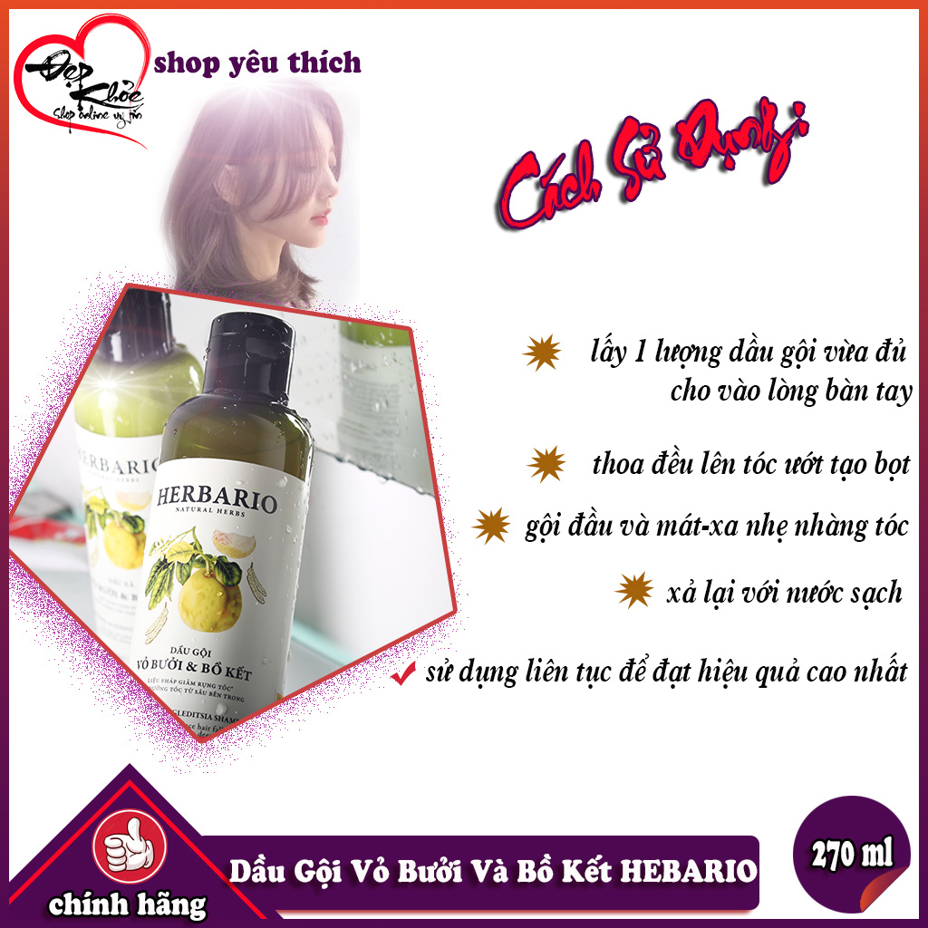 [HCM]Dầu Gội Vỏ Bưởi Và Bồ Kết HEBARIO ( 270ml )