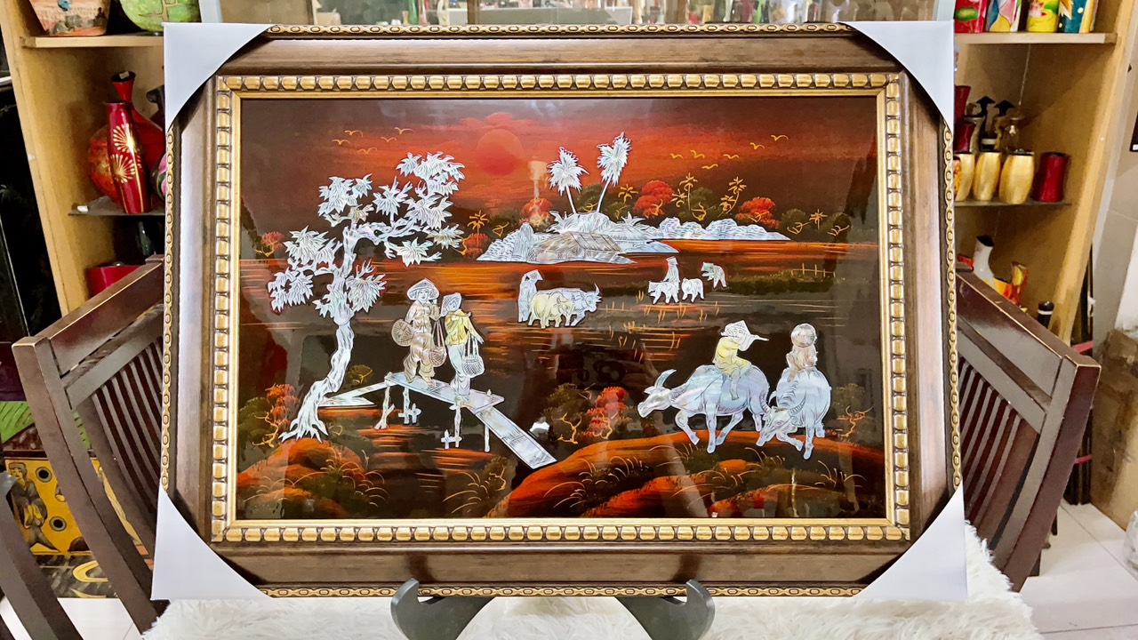 Tranh sơn mài Thanh Bình Lê- KHẢM CỪ cao cấp size 40x60 cm