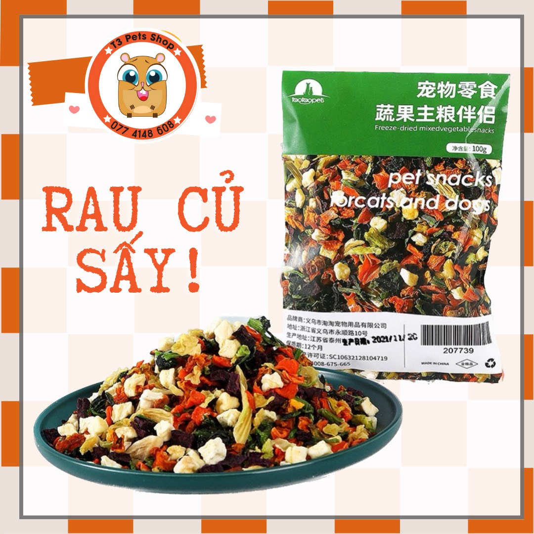 Rau củ salad sấy khô 100gr dành cho chó, mèo