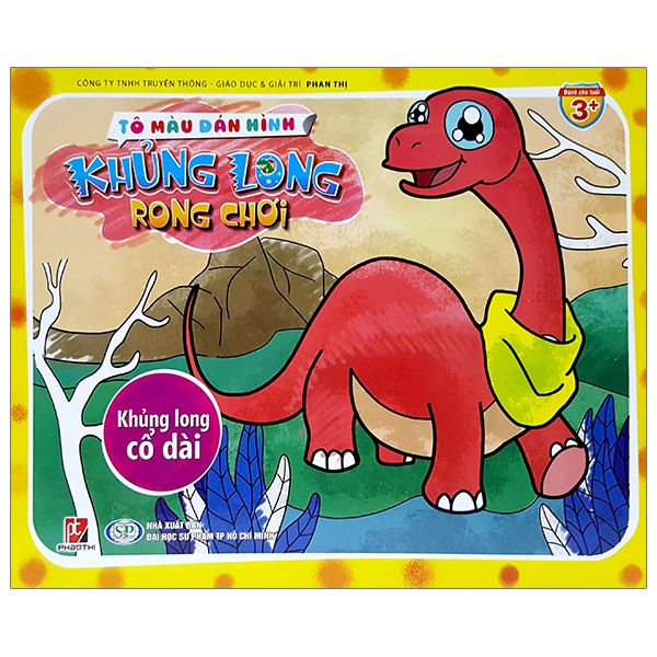Fahasa - tô màu dáng hình khủng long rong chơi - khủng long cổ dài