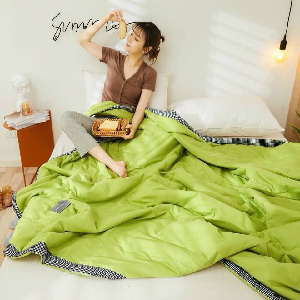 Chăn hè đũi Zara Home viền to caro siêu mềm mịn