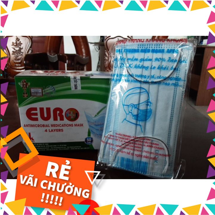 Khẩu trang y tế euro xanh 4 lớp chính hãng