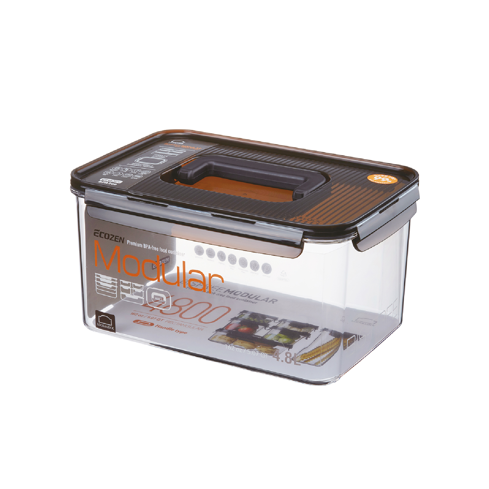 Hộp bảo quản thực phẩm bằng nhựa Lock&Lock Bisfree Modular từ 260ml đến 4.8L Nắp nâu gài 4 chiều, hộp đựng kín hơi