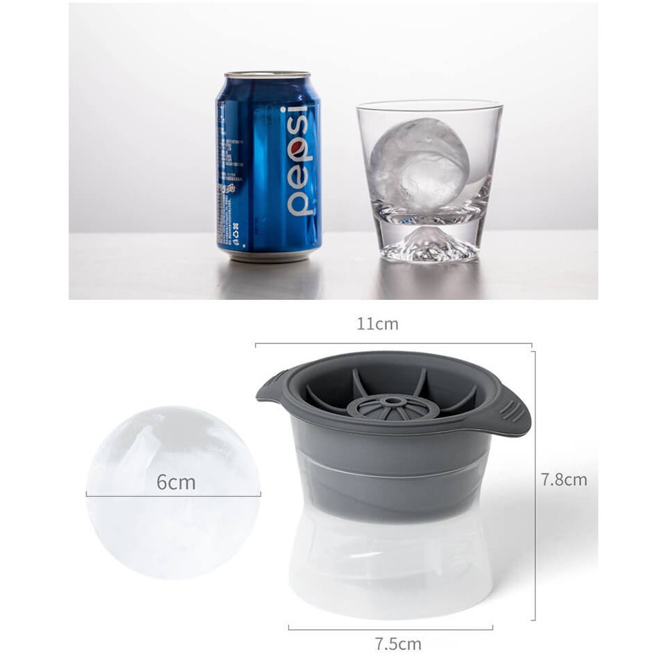 Khuôn Làm Đá Viên Tròn 6cm Tan Chậm Tiện Lợi (Dùng uống sâm panh, Đồ uống có ga ....)