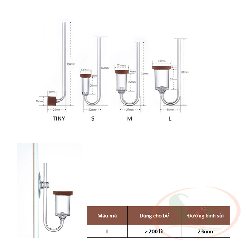 Đầu sủi co2 Chihiros Nano Diffuser khuếch tán trộn bọt co2 mịn bể thủy sinh