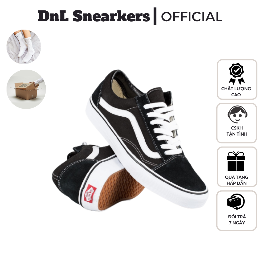 [FULL BOX] Giày thể thao sneaker Vans Old Skool Classic Black/White - Trắng/Đen