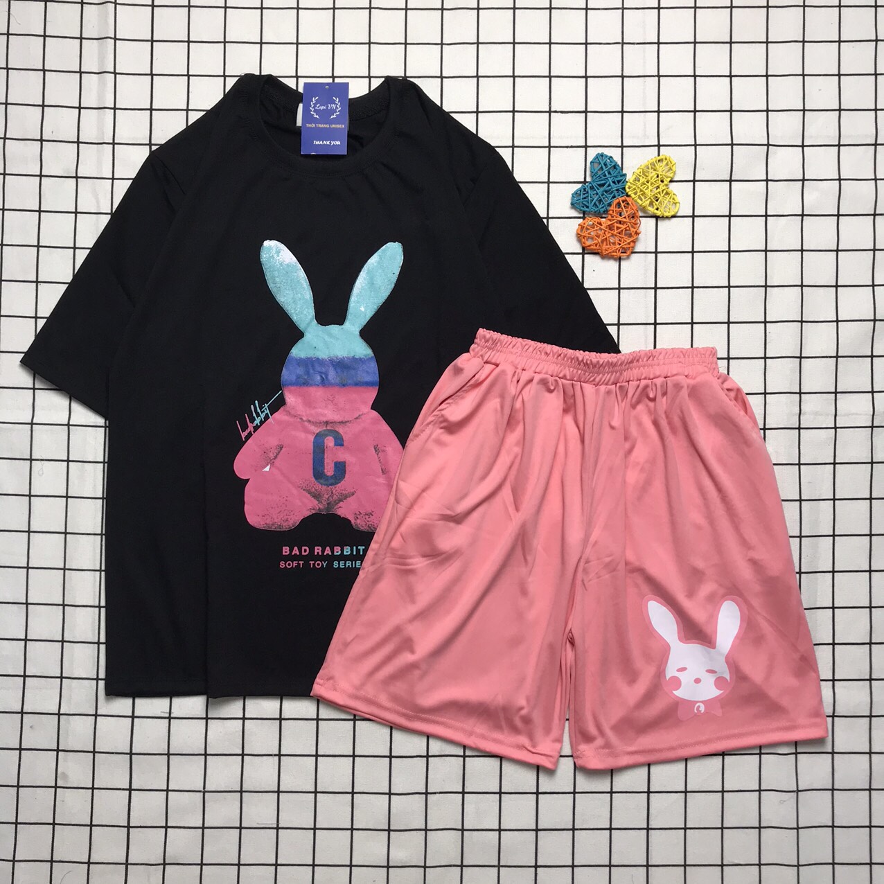 Đồ bộ nữ hoạt hình THỎ CON đồ ngủ kiểu set đi chơi - mặc nhà form rộng Unisex Freesize nam nữ mặc được