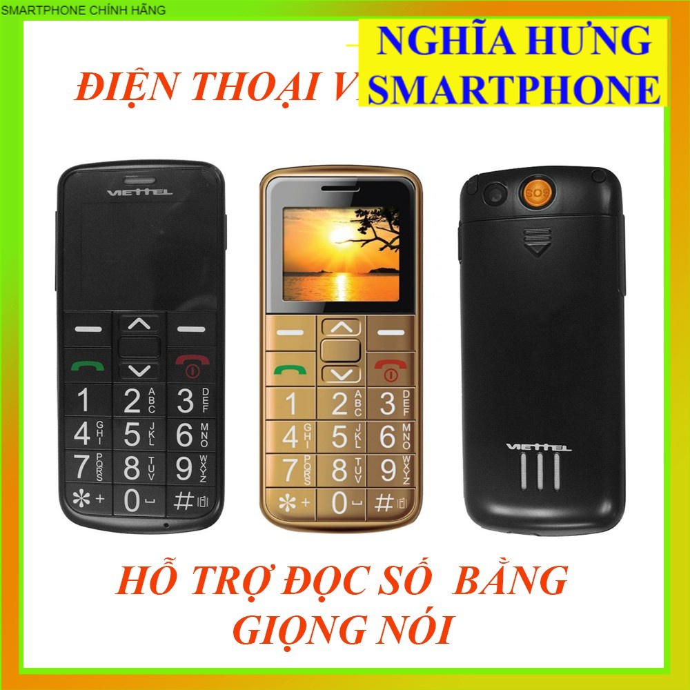 Điện thoại di động người già cao tuổi viettel v6216,xphone , 2 sim, pin trâu, loa to, sóng khỏe, đọc số bàn phím