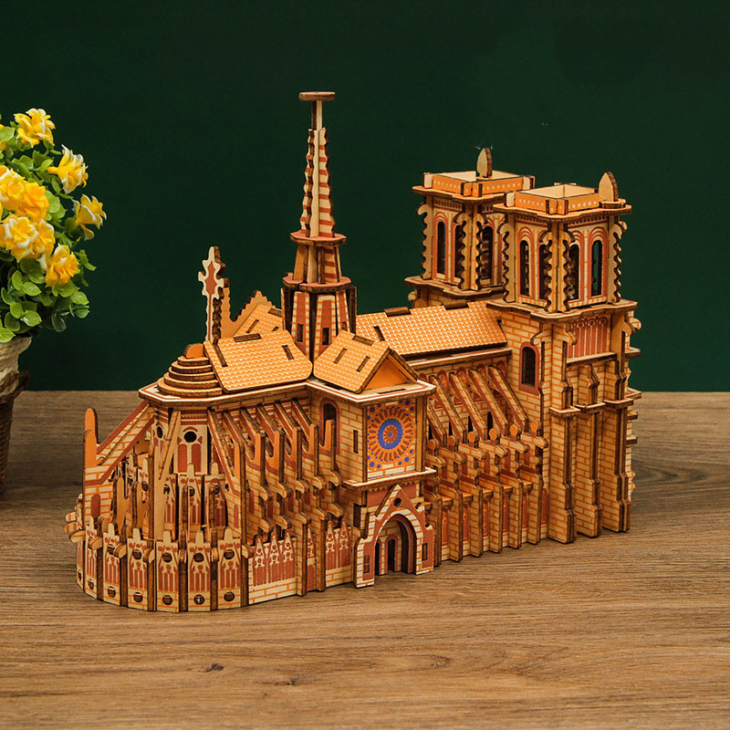 Đồ chơi lắp ráp gỗ 3D Mô hình Nhà Thờ Đức Bà Notre Dame Cathedral Laser