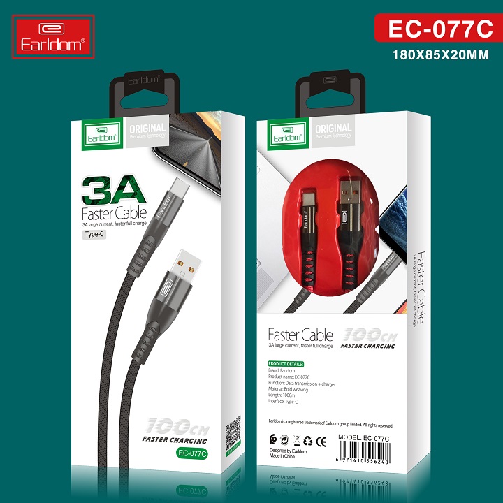 Cáp Sạc Nhanh 3A Bọc Dù Earldom EC-077 Iphone/ Sam Sung/ Type C